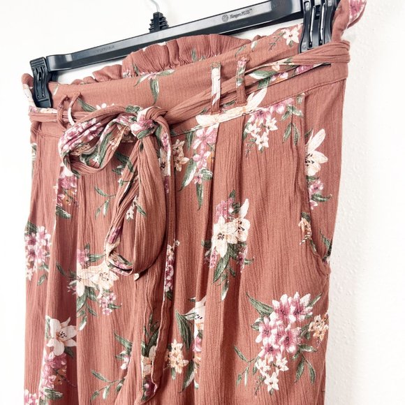 AMERICAN EAGLE Brown Floral Pencil High Rise Casual Paper Bag Waist Pants SMALL - Picture 10 of 10